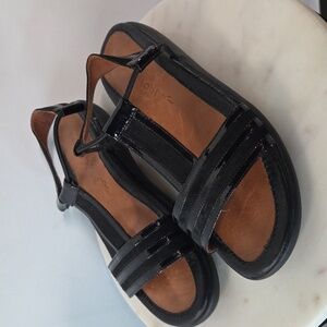 Gentle Souls Black Patent Leather Sandals